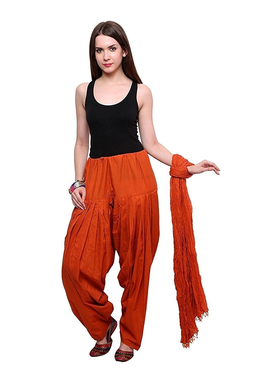 yana collection women cotton patiala salwar with dupatta (orange colour)