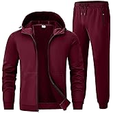 Rdruko Men's Fleece Sweat Track Suit Hooded Winter Warm Up Jogger Workout Athletic Tracksuits Sweatsuits 2 Piece Set
