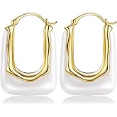 Acrylic Gold Hoop Earrings Chunky Huggie Statement Vintage Earrings Cute Resin Drop Earring Trendy Jewelry Gifts for Women