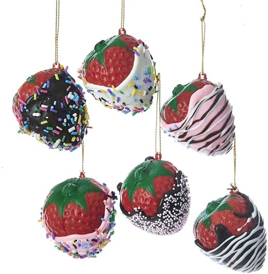 Amazon Com Kurt Adler 2 Chocolate Covered Strawberries 6a Home