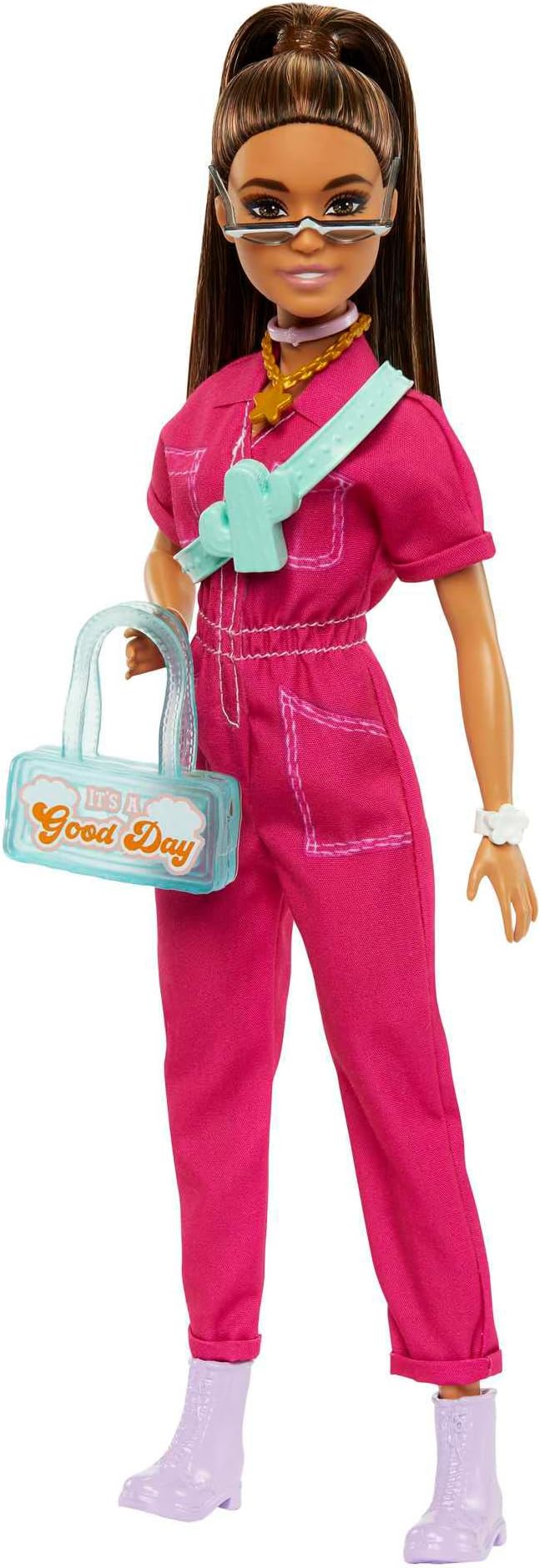Barbie Doll in Trendy Pink Jumpsuit with Storytelling Accessories