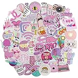 Cute Laptop Stickers for Girl Lovely Pink Water Bottle Stickers 50pcs Pack Vinyl Skateboard Computer Travel Case Guitar Snowboard Luggage Car Bike Phone Graffiti Decal
