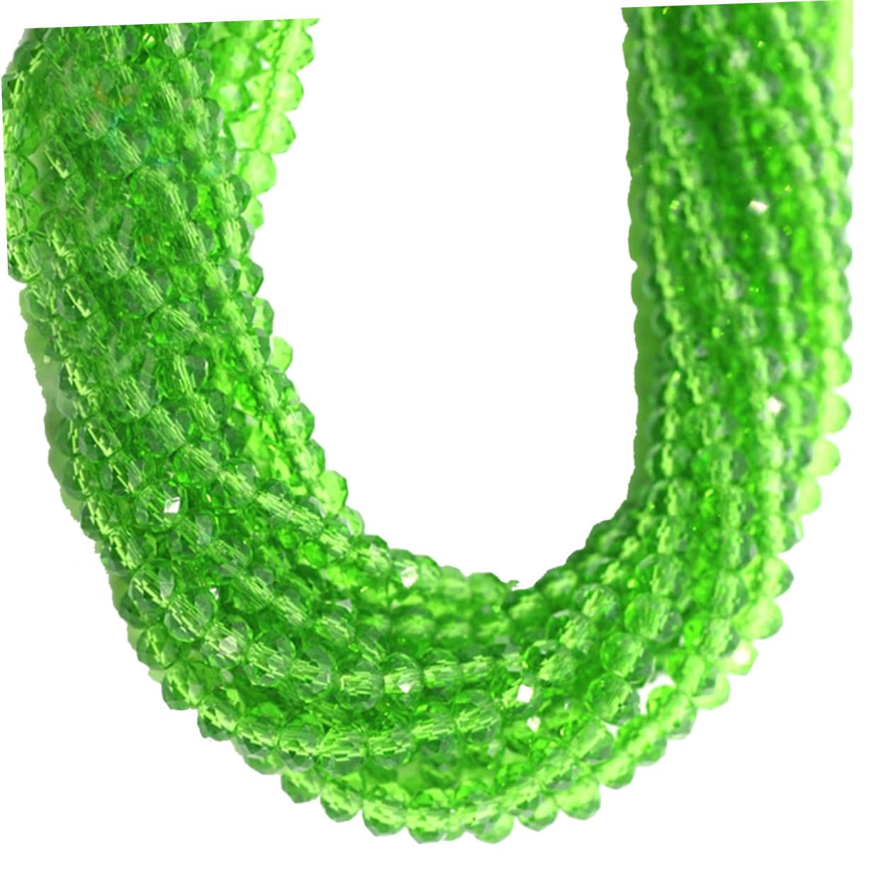 150Pcs 3X4Mm Green Faceted Rondelle Glass Crystal Beads for DIY Jewelry Necklace Bracelet Making and Craft Projects