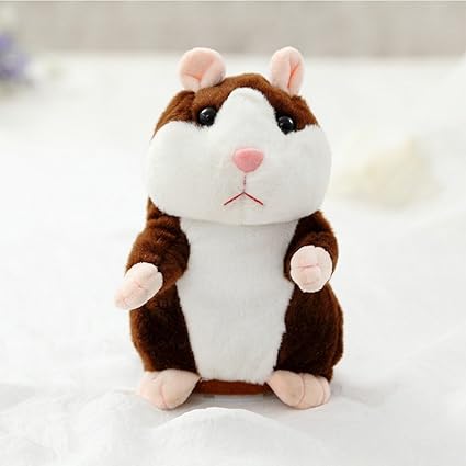 DishyKooker Lovely Talking Plush Hamster Toy, Can Change Voice, Record Sounds, Nod Head or Walk, Early Education for Baby, Different Size for Choice deep Brown and Nodding 15cm for Toy Child
