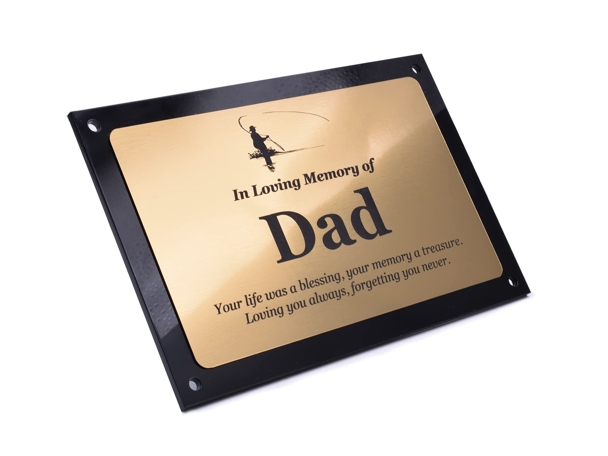 Beautifully Engraved Dad Memorial Plaque - Indoor and Outdoor Use (Gold)