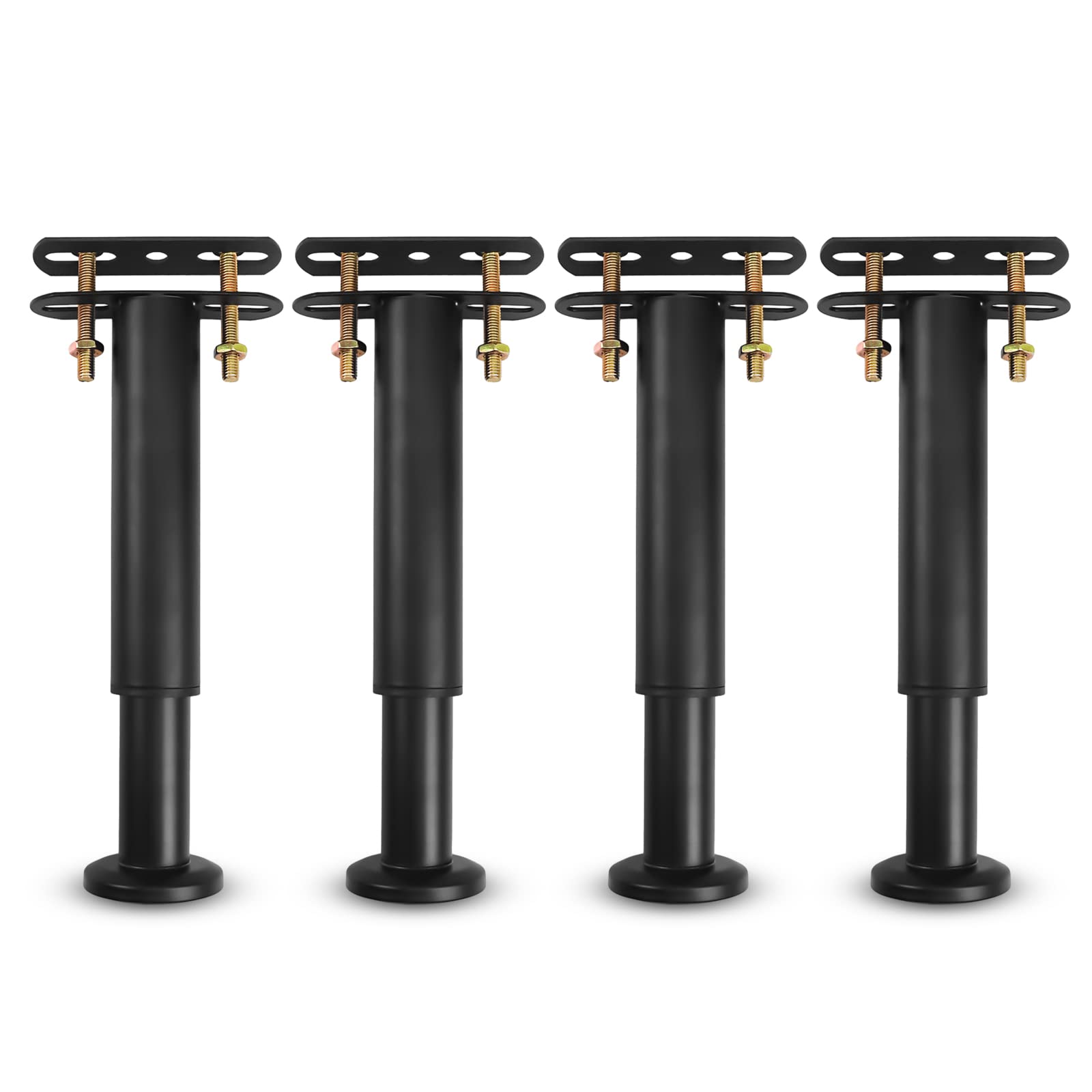 Riobby Bed Support Legs Adjustable Legs, Metal Furniture Foot Retractable Heavy Duty Bed Center Frame Slat Support Leg for Cabinet Sofa Bed Frame Replacement Parts 18cm - 33cm (Black 4 Pack)