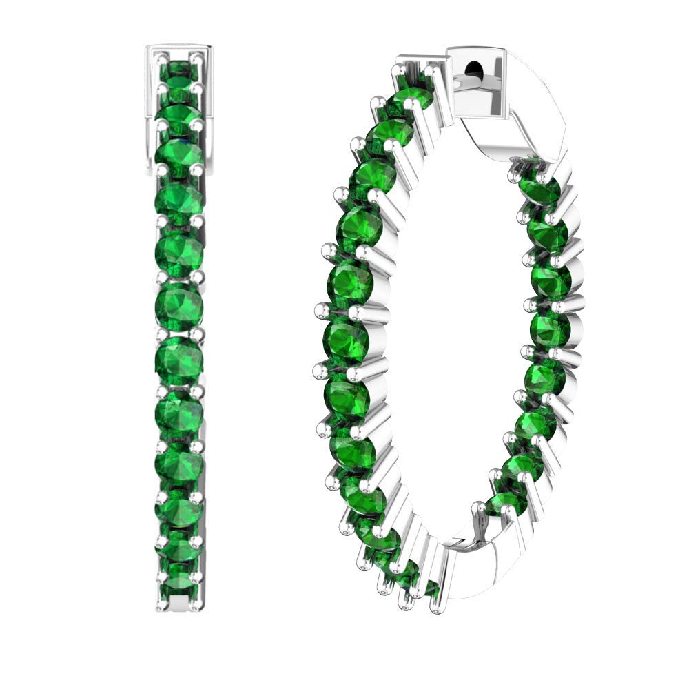 Belinda JewelzHoop Earrings for Women Birthstone Tennis Eternity Earring 925 Sterling Silver 3 mm Shiny Brilliant Round Cut Sparkly Gems Fine Jewelries Accessories Push Back, Carat Stone for Gift