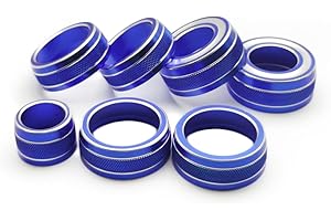 MICROCK Air Conditioner Knobs Trim AC Switch Cover Ring for 2017-2025 Chevrolet Camaro, Blue Aluminum, 7pcs