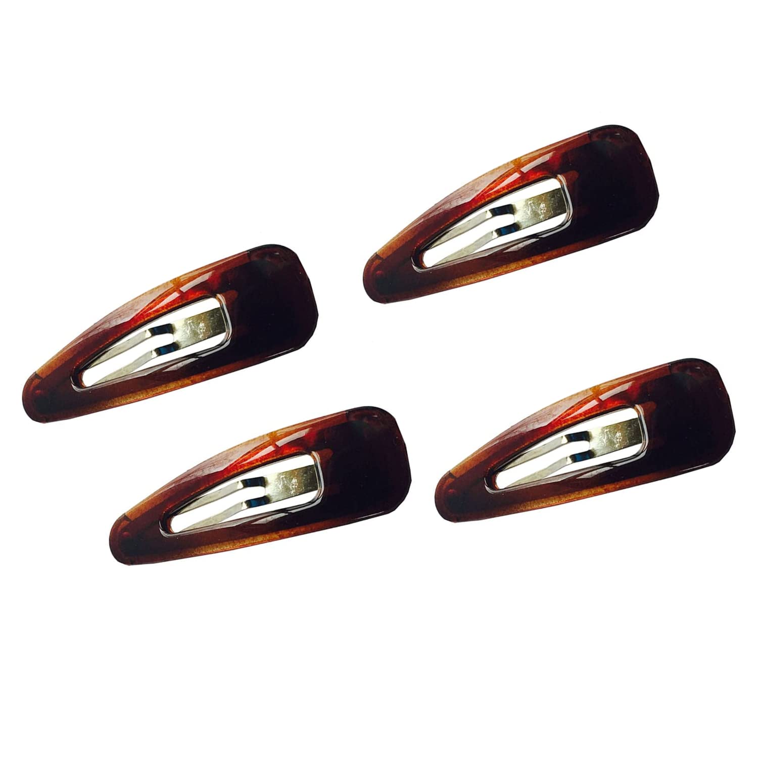 Photo 1 of Parcelona French Mini Set of 4 Small Celluloid Acetate Snap Hair Clips No Slip Fashion Durable Styling Women Hair Accessories Girls Snap Hair Barrette, Made in France (Tortoise Shell Brown)