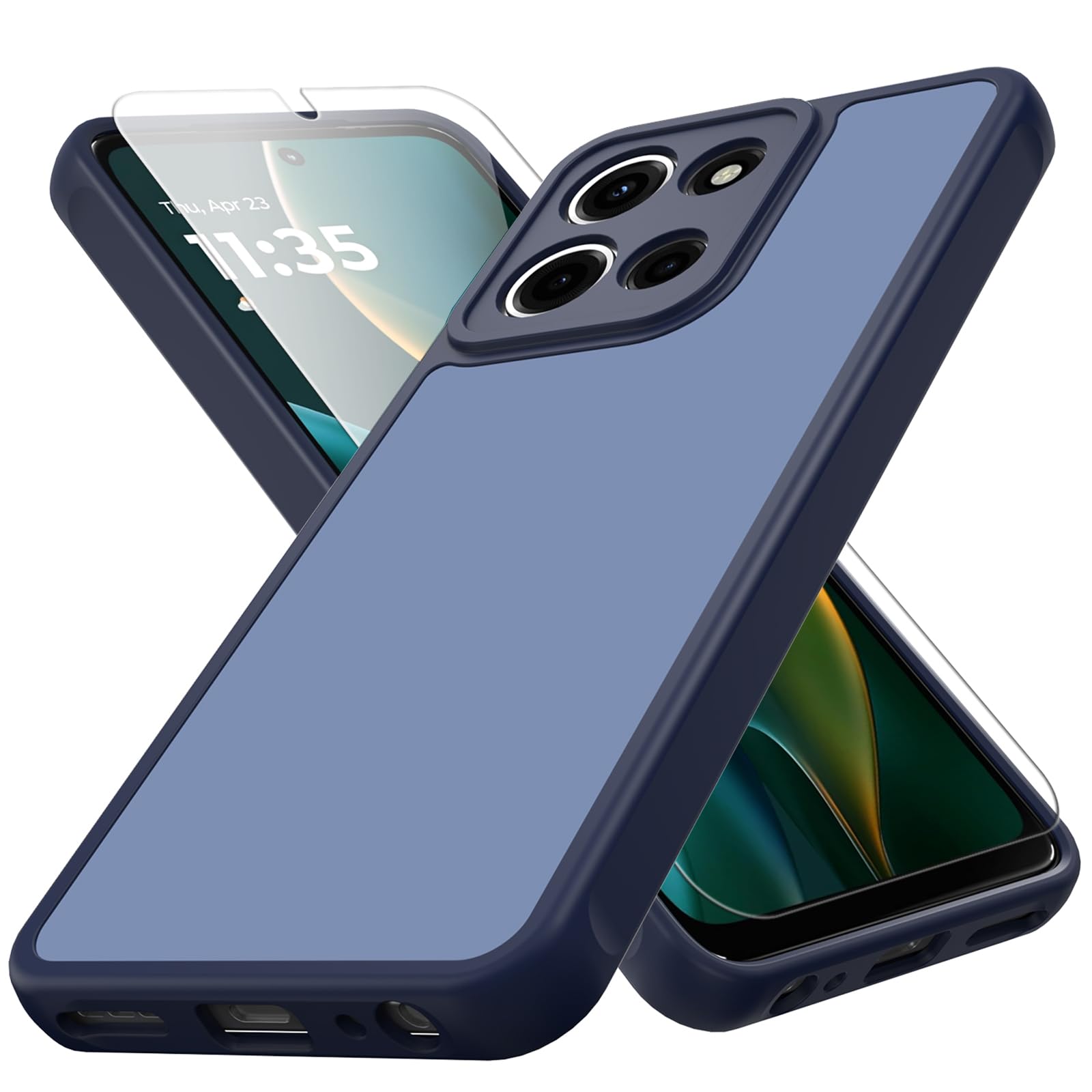 Zinto for Motorola Moto G 2026 Case, Matte Dual-Tone Non-Slip Anti-Fingerprint Slim Design with Screen Protector Hybrid Soft TPU Bumper Hard PC Back Protective Phone case for Moto G 2026/2025, Blue