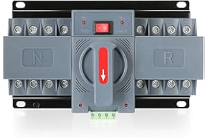 SEZBAIFLES 63Amp 220V AC Dual Power Automatic Transfer Switch, ATS 4P Manual Changeover Electrical Switch for Generator, Solar Back Up Power Auto Selector Overvoltage, Undervoltage 50/60Hz CE Certified