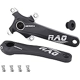DFNWSSS Mountain Bike Crankset 32T-52T MTB Crankset, 170mm Hollow Integrated Aluminum Alloy Bike Crankset with Round Chainring Bottom Bracket, Replacement for Bike Crank Set