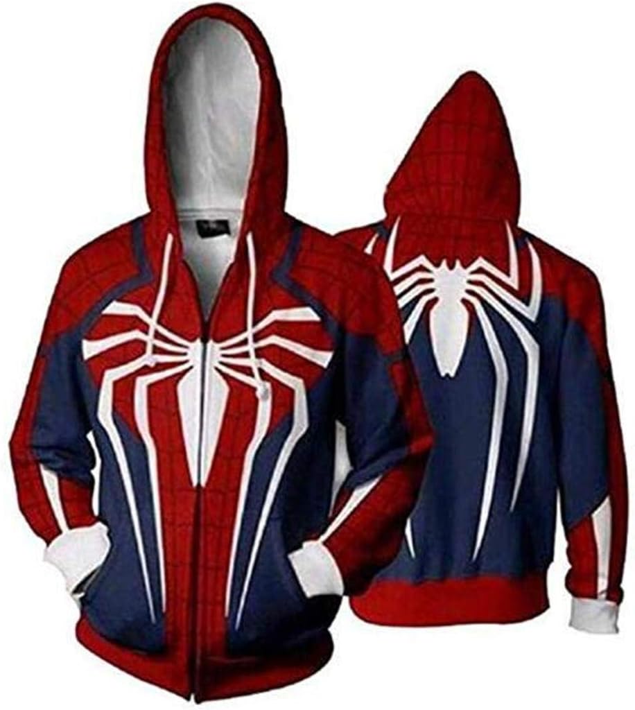Laszweig Unisex Superhero Cosplay Costume Cotton Fleece Hoodie Jacket with Zipper