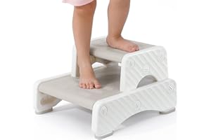 Onasti Toddler Step Stool for Bathroom Sink Adjustable 2 Step Stool for Kids Toddlers Kitchen Stool Helper, Non-Slip Plastic Ladder (1 Pack)