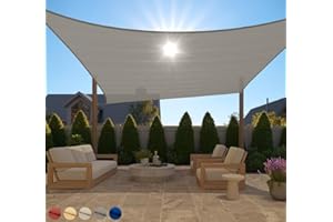 GORILLA GRIP Heavy Duty Sun Shade, UV Protection Fade Tear and Rust Resistant Rectangle Sunshade Canopy, Curved Edges Blocks Sunlight, Breathable Sail, Outdoor Patio, Lawn Garden 12x16 FT Gray