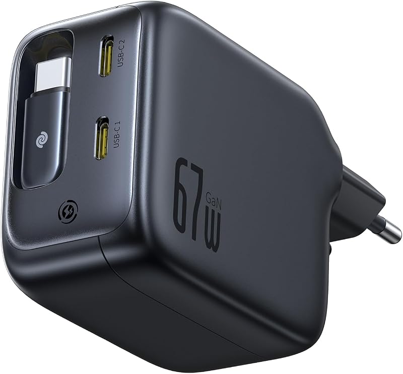 Enercore USB C Ladegerät 67W, GaN Schnellladegerät mit Kabel