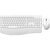 Upgrade Ergonomic Keyboard and Mouse Combo Full Size Cordless with Palm Wrist Rest Ergonomic Mouse Wireless for Windows Compu