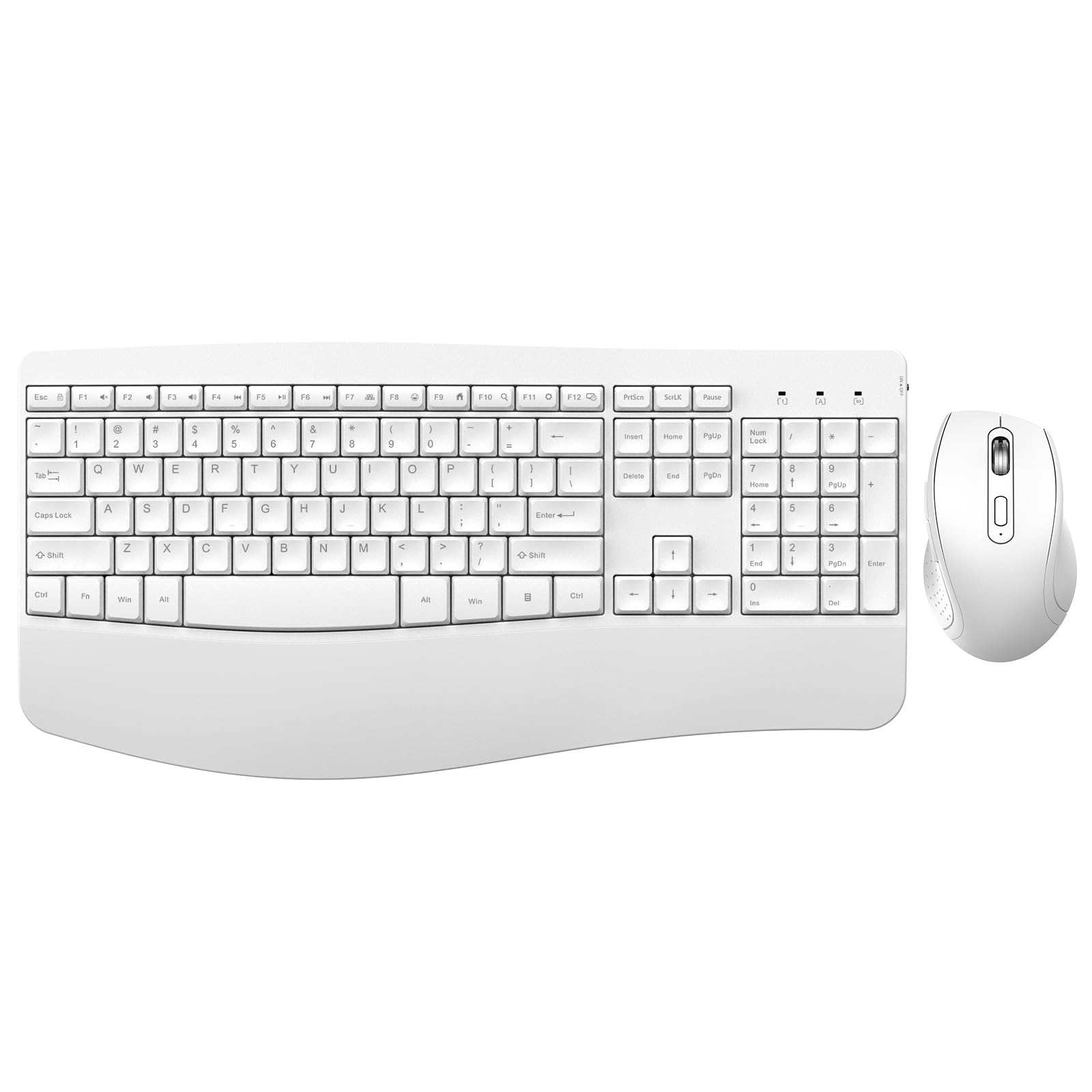 Photo 1 of ** MISSING USB *** Ergonomic Keyboard and Mouse Combo, Full Size Cordless Computer Keyboard with Palm Wrist Rest Ergonomic Mouse for Windows Computers Laptops - White
