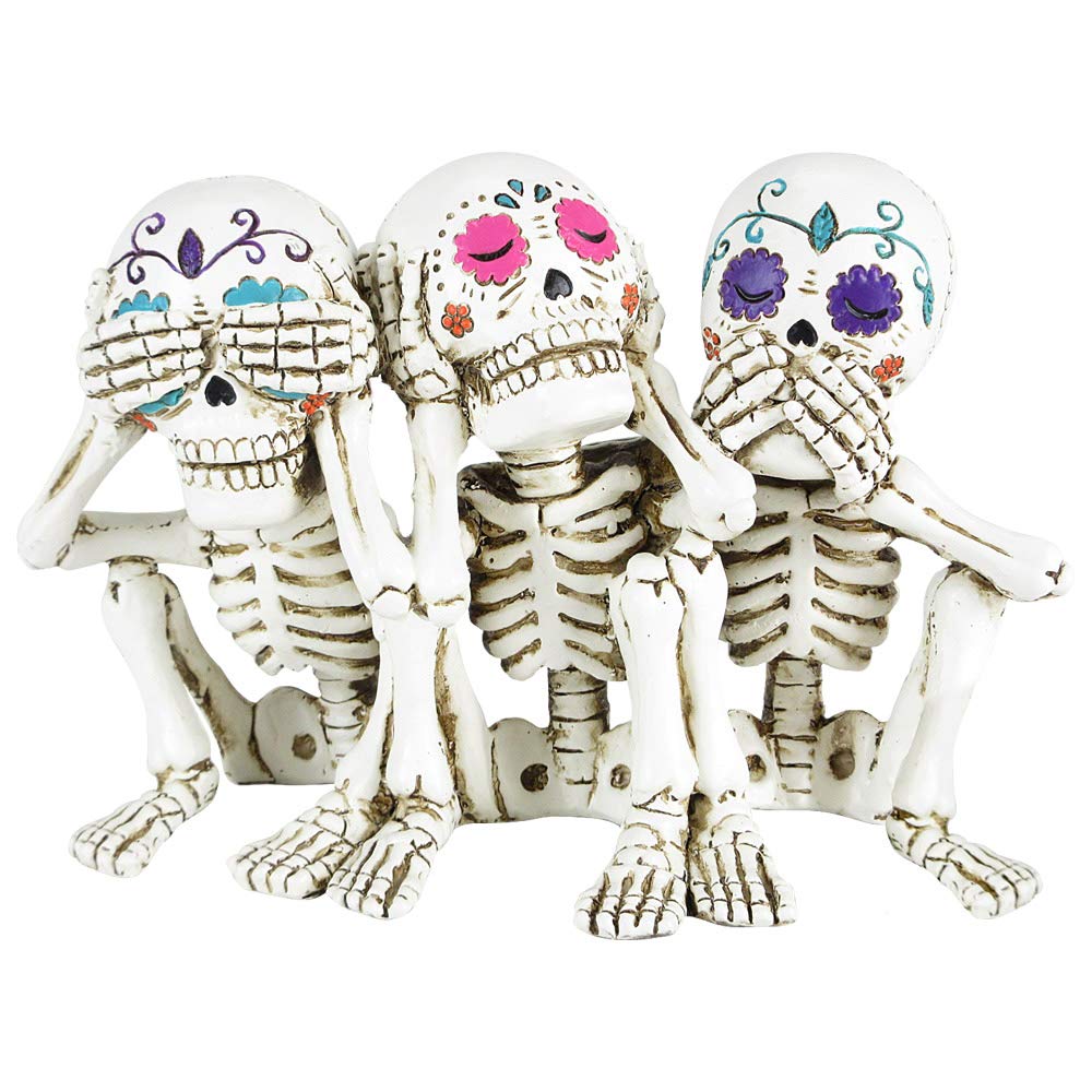 Nemesis Now Three Wise Calaveras Skeleton Figurine 20.3cm, Polyresin, White, One Size
