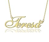 AOLO Teresa Heart Name Necklace 18k Gold Plated