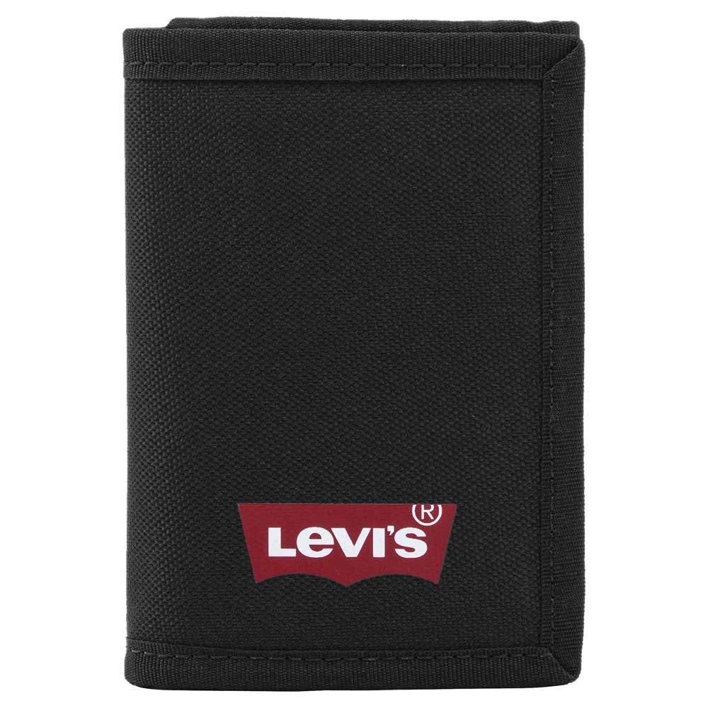 Levi's Men's Batwing Polyester Trifold Wallet Tri-Fold, Regular Black