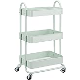 鶹 Basics 3-Tier Metal Rolling Utility or Kitchen Cart - Mint Green