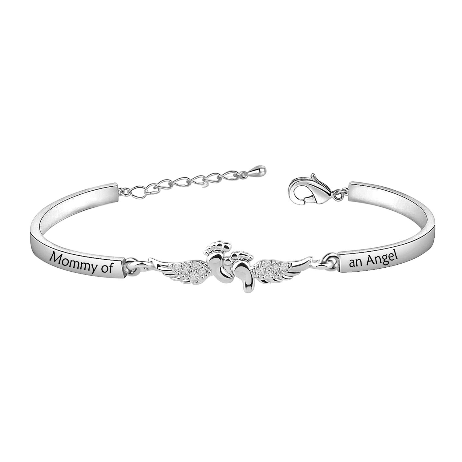 MYSOMY Mommy of an Angel Bracelet Miscarriage Jewelry Memorial Gifts(White Gold)