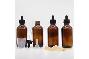 Toaazhy 4 pack,amber glass dropper bottles 4 oz,120 ml dark empty tincture bottles with dropper,alcohol,hair oil bottle applicator,essentia,eye,droppers for oils,medicine,pipette,drip drop,travel
