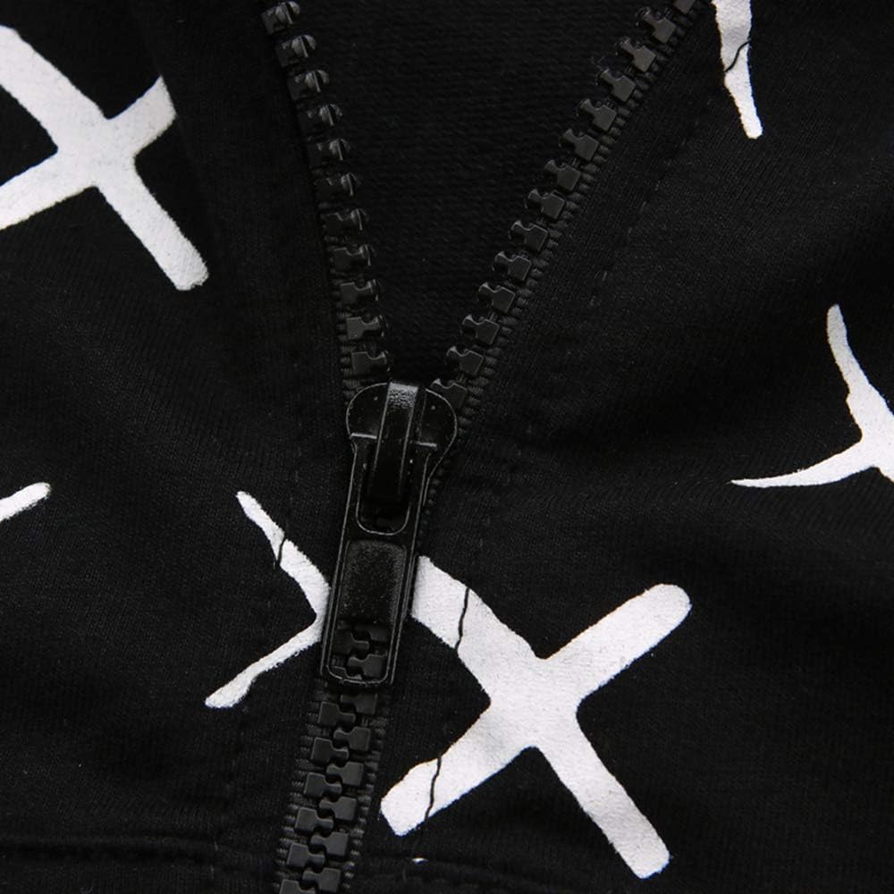 Infant Toddler Baby Hoodie Shirts Cute Dinosaur Cross Pattern Kids Zipper Black Tops: Clothing