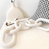 Wood Chain Link Decor, Shelf Decor Accents 5 Link Chain Boho Pine Wood Carved Modern Home Decor,for Farmhouse Living Room Bedroom Bookshelf Porch Coffee Table Decor (White)