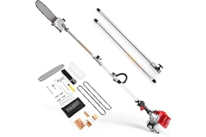 COOCHEER Gas Pole Saw for Tree Trimming 58CC Gas Powered Pole Saw 11.5 inch Cutting Capacity Long Reach to 16FT Pole Chainsaw for Wood Cutting, Branch Trimming