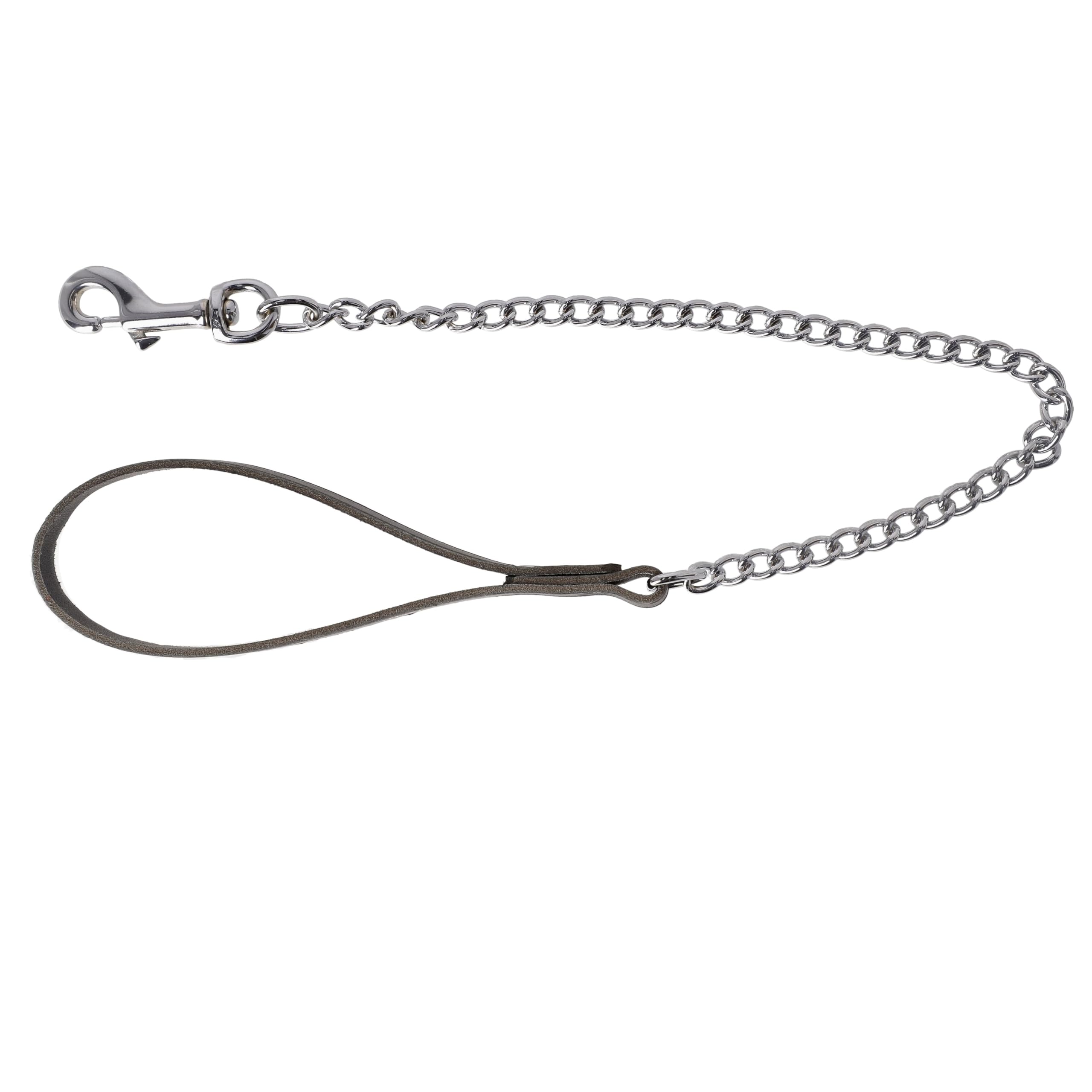 Dingo Chain Leash for Dog with Black Leather Handle, Hanmade Lead with Strong Chains Links 10816,0.4 x 75 cm