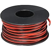 MECCANIXITY 26 Gauge Silicone Wire, 2 Conductor Parallel, Tinned Copper, 10m/33ft, Red & Black, 600V, 200C, For LED Strip, Car Model, Internal Wiring