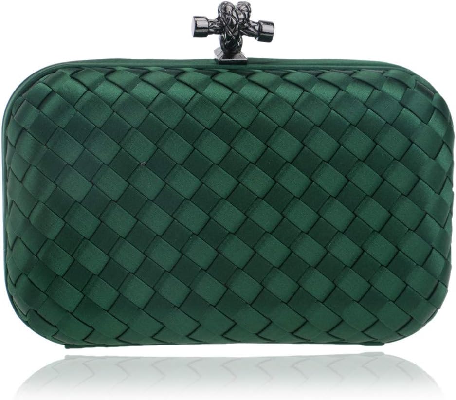 Elegant Ladies Evening Clutch with Chain Cross Knit Weave Shoulder Handbags Purse Wallets for Wedding