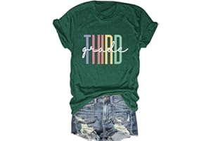 ENVIARBRILLO Third Grade T-Shirt for Women 3rd Grade Teacher Shirt Teacher Appreciation Short Sleeve Shirt Teacher Gift Tee