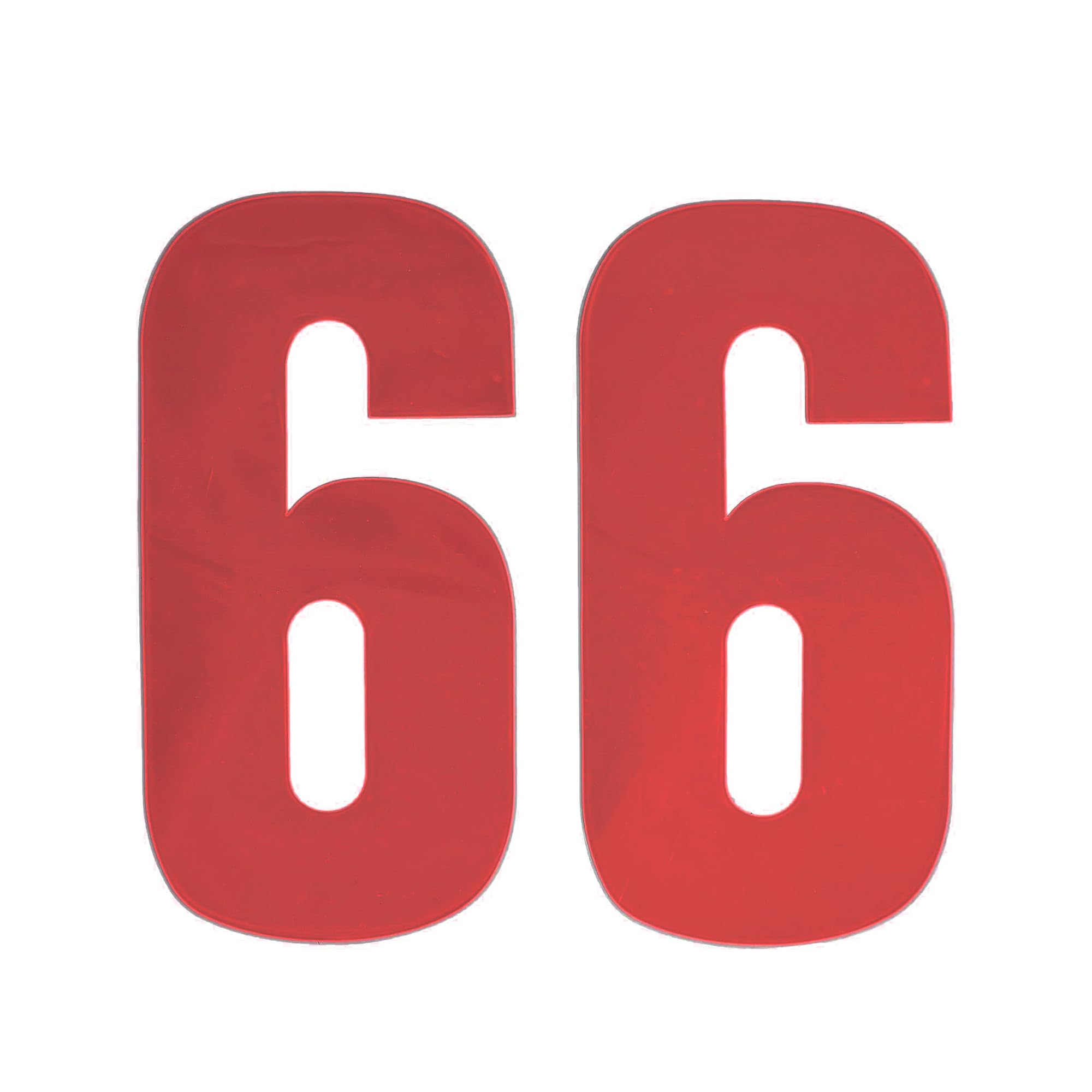 Merriway BH05634 (2 Pcs) Red High Visibility Reflective Plastic Stick-On Wheelie Bin Post Box Crate Dust Bin Numeral 150 mm (6 Inch) Number 6 - Pack of 2 Pieces