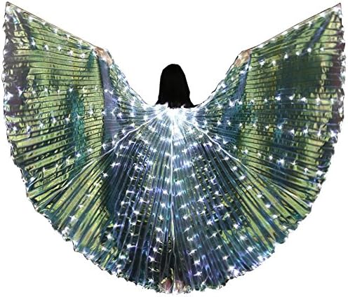 Bldance LED ISIS Wings Belly Dance Costume Cosplay Performance With Telescopic Sticks (White)