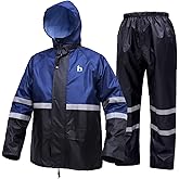 Rain Suit, High Visibility Reflective Safety Jacket, Lightweight Rain Gear, Waterproof Rain Jacket with Pants