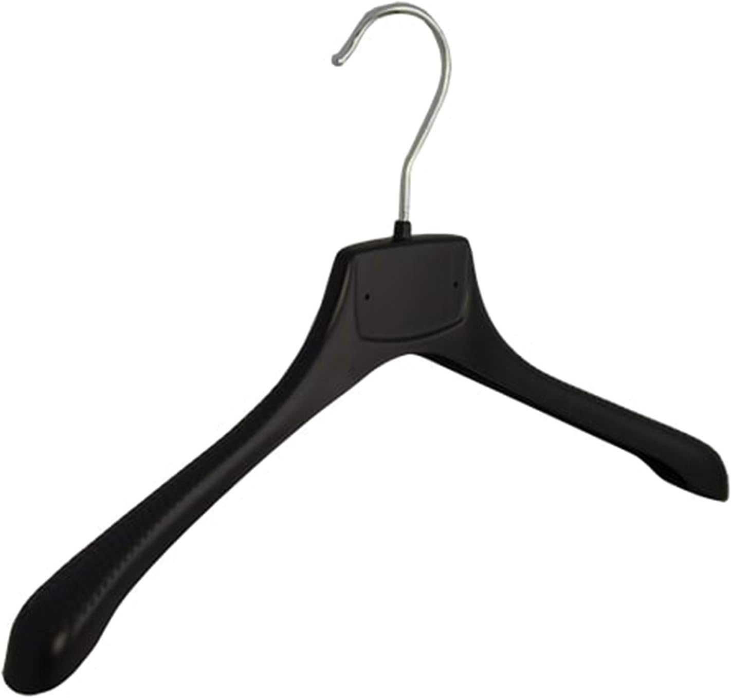10 x Jacket / suit hanger black, curved style with notches and wide shoulders (25 mm), 38 cm