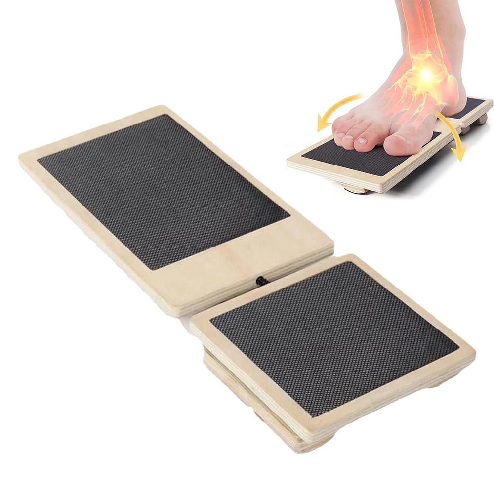Hojalis Single Foot Balance Board, Ankle Strengthener Set, Wooden Foot Strengthener Trainer, Ankle Balancing Board, Ankle Foot Strengthener Exerciser for Sprained Stability Exercises Balance Training