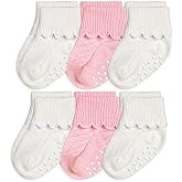 Jefferies Socks Baby Girls' Non-Skid Scalloped Turn Cuff 6 Pack