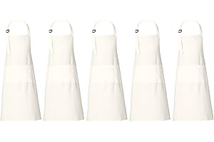 RAJRANG 100% Cotton Cooking Apron with 3 Pockets Kitchen Chef BBQ Adjustable Bib Aprons for Women Men