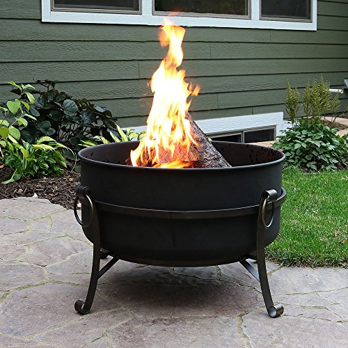 Sunnydaze-24-Inch-Steel-Cauldron-Fire-Pit-with-Spark-Screen