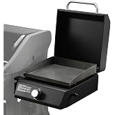 Stanbroil Side Griddle Attachment for Weber Spirit 200/300/400 Grill | Flat Top Griddle Add-on, 12,300 BTU Heating Power, Doubles as a Tabletop Griddle with Hood &amp; Grease Cup
