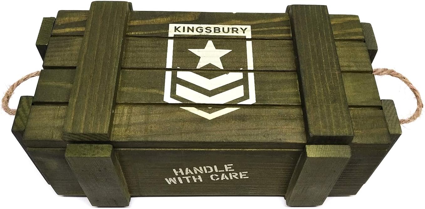 Wooden Watch Box Dual Slot Military Army Case for Watches - Keepsake Medals