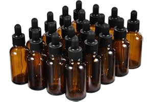 YoleShy 1oz Glass Dropper Bottle, 20 Pack Amber Glass Bottles with Droppers and Black Cap for Essential Oils, Lab Chemicals, Perfumes