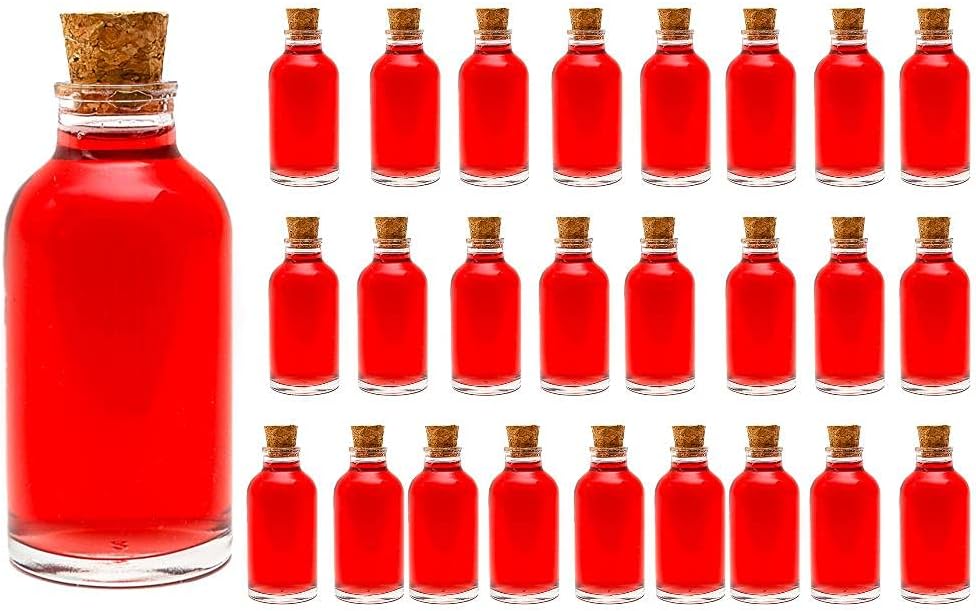 casavetro 100ml Mini Glass Bottles with Cork Lids, 25 PCS Reusable Refillable Cork Tops