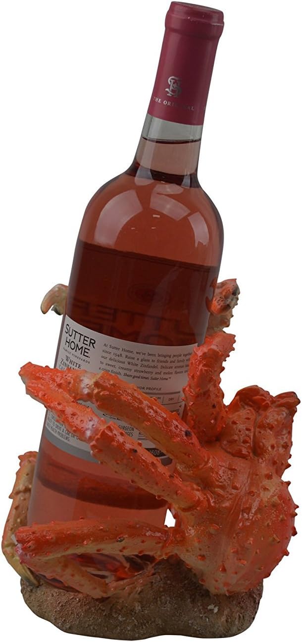 KW Collectibles & Gifts Home Decor King Crab Wine Rack Kitchen Bar Decorative Sculpture Statue Centerpiece Wine Bottle Holder Stand