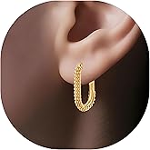 Women's Huggie Earrings-14k Gold Plated Hoop Earrings for Women-Chunky Simple Huggie Hoop Jewelry Gifts