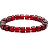 Amber by Mazukna Natural Baltic Amber Bracelet for Women and Men – Stretch Wristband with Polished Cube Beads, Lightweight Unisex Jewelry Gift for Daily and Casual Wear